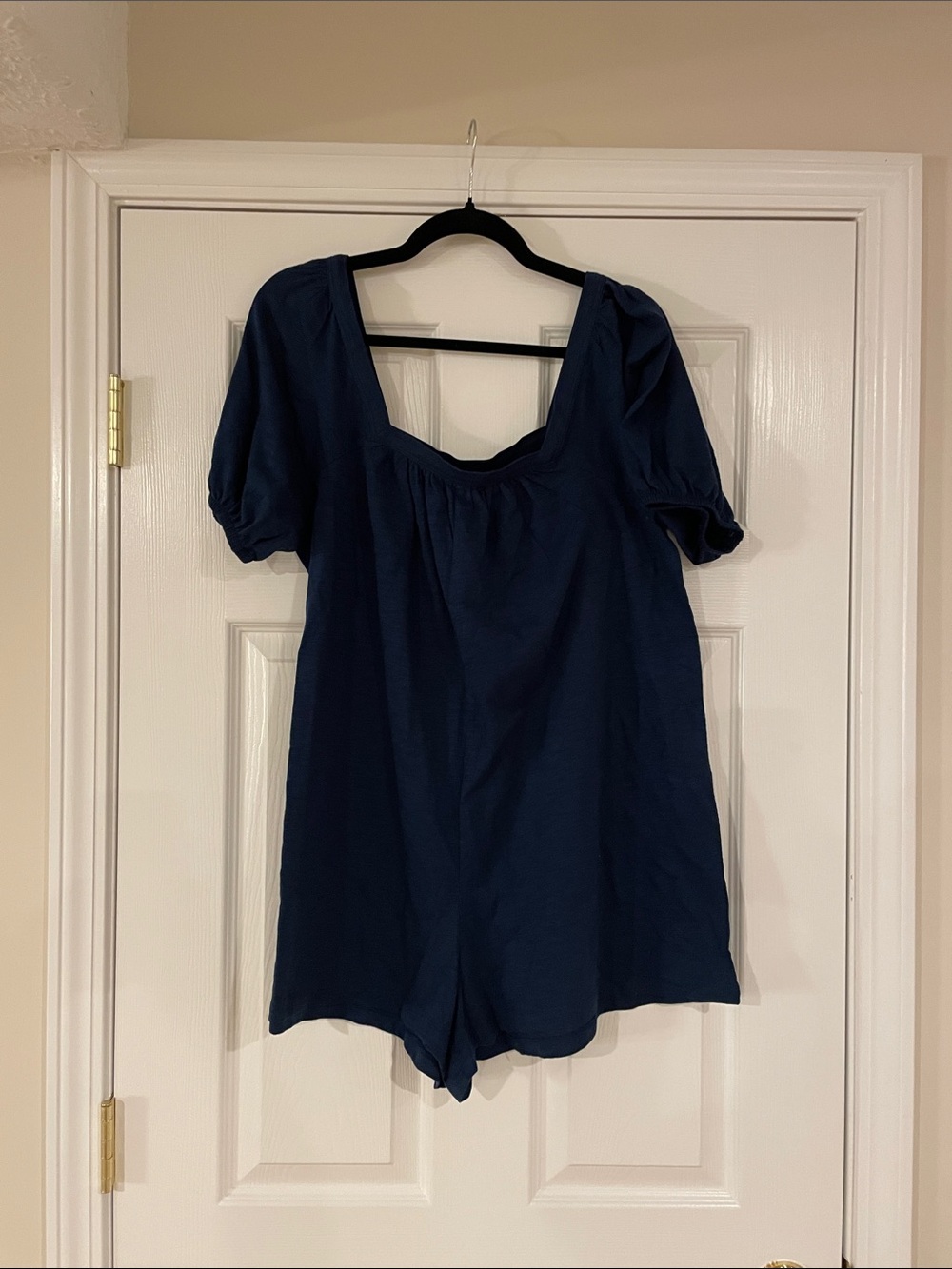 American Eagle Outfitters Navy Square-Neck Short Sleeve Romper